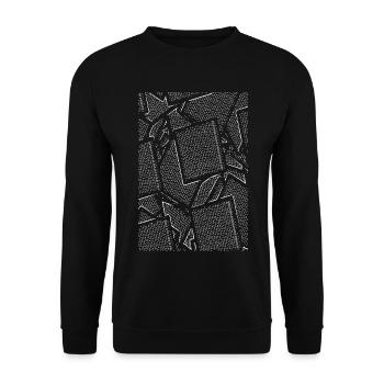 Fragmentierte Kartenkacheln - Unisex Pullover - Schwarz - Vorne - Alina (178cm) & Michal (187cm)