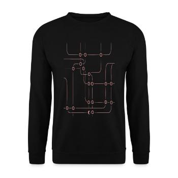 Pinkes Liniengeflecht - Unisex Pullover - Schwarz - Vorne - Alina (178cm) & Michal (187cm)