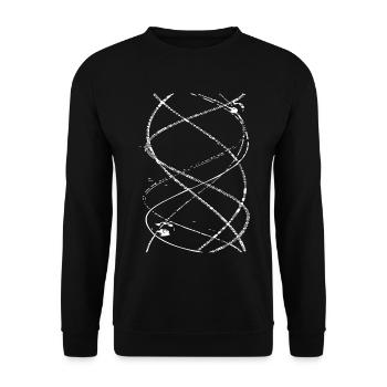 Abstrakte Linienspirale - Unisex Pullover - Schwarz - Vorne - Alina (178cm) & Michal (187cm)