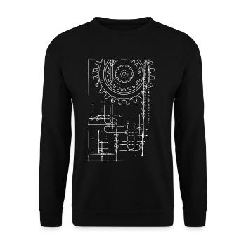 Roue engrenage (blanc) - Sweat-shirt Unisexe - noir - Devant - Alina (178cm) & Michal (187cm)