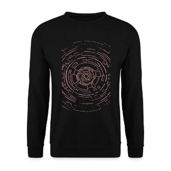 Zirkel der Zukunft – Pinkes Tech Muster - Unisex Pullover - Schwarz - Vorne - Alina (178cm) & Michal (187cm)