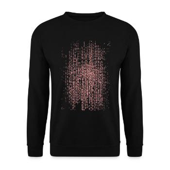 Pinkes Binärcode-Muster - Unisex Pullover - Schwarz - Vorne - Alina (178cm) & Michal (187cm)
