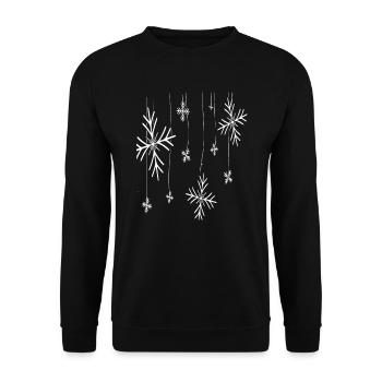 Hängende Schneeflocken Muster - Unisex Pullover - Schwarz - Vorne - Alina (178cm) & Michal (187cm)