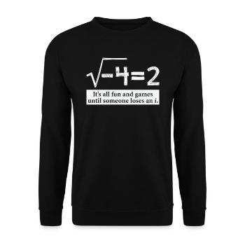 Someone Loses An i Funny Math Gift for Pi day - Unisex Pullover - Schwarz - Vorne - Alina (178cm) & Michal (187cm)