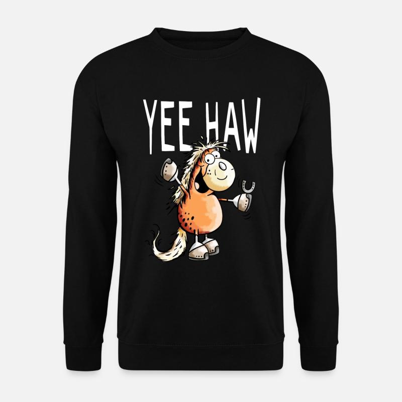 Yee Haw Pferd - Pony - Comic - Cartoon - Horse - Unisex Pullover - Schwarz
