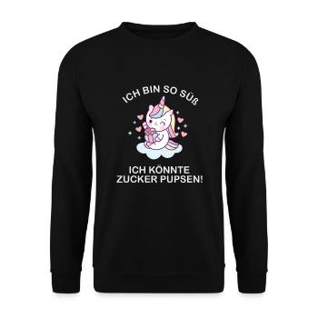 Ich bin so süß ich könnte zucker pupsen - Unisex Pullover - Schwarz - Vorne - Alina (178cm) & Michal (187cm)