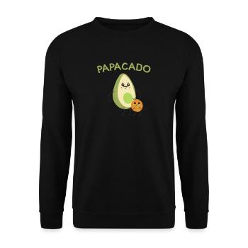 Papacado Avocado Papa Schwangerschaft - Unisex Pullover - Schwarz - Vorne - Alina (178cm) & Michal (187cm)