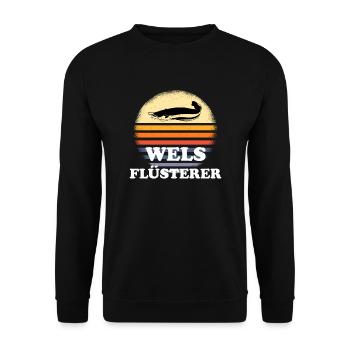 Wels Angeln Waller - Unisex Pullover - Schwarz - Vorne - Alina (178cm) & Michal (187cm)