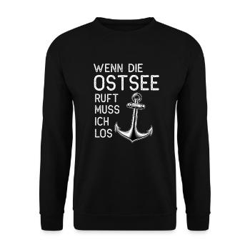 Wenn die Ostsee ruft muss ich los - Unisex Pullover - Schwarz - Vorne - Alina (178cm) & Michal (187cm)