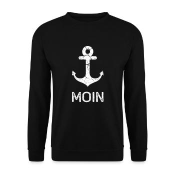 Anker Moin Ostsee Nordsee Meer - Unisex Pullover - Schwarz - Vorne - Alina (178cm) & Michal (187cm)