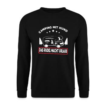 Camping mit Hund das Rudel macht Urlaub - Unisex Pullover - Schwarz - Vorne - Alina (178cm) & Michal (187cm)