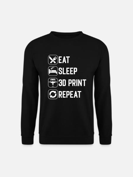 Eat Sleep 3D Print Repeat - Unisex Pullover - Schwarz