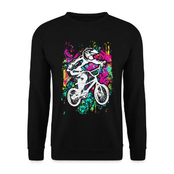 BMX vélo | Roue BMX | Cool BMX | BMX Cadeau - Sweat-shirt Unisexe - noir - Devant - Alina (178cm) & Michal (187cm)