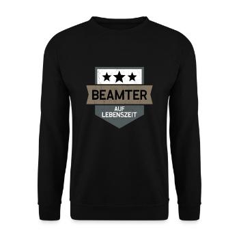 Beamter auf Lebenszeit - Unisex Pullover - Schwarz - Vorne - Alina (178cm) & Michal (187cm)