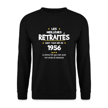 Retraite et 1956 cadeau humour retraité - Sweat-shirt Unisexe - noir - Devant - Alina (178cm) & Michal (187cm)