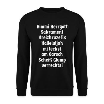 bayerisch fluchen Bayer Bayern Himmi Herrgott - Unisex Pullover - Schwarz - Vorne - Alina (178cm) & Michal (187cm)