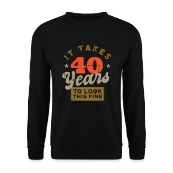 40. Geburtstag Retro 40 Jahre alt - Unisex Pullover - Schwarz - Vorne - Alina (178cm) & Michal (187cm)