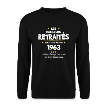 Retraite et 1963 cadeau humour retraité - Sweat-shirt Unisexe - noir - Devant - Alina (178cm) & Michal (187cm)