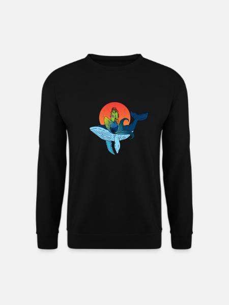 Wal und Meerjungfrau Design - Unisex Pullover - Schwarz
