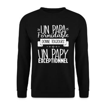 Un Papa Formidable donne un Papy Exceptionnel - Sweat-shirt Unisexe - noir - Devant - Alina (178cm) & Michal (187cm)