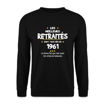 Retraite et 1961 cadeau humour retraité - Sweat-shirt Unisexe - noir - Devant - Alina (178cm) & Michal (187cm)