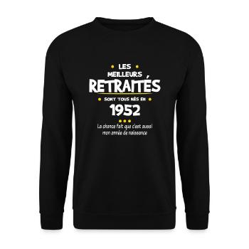 Retraite et 1952 cadeau humour retraité - Sweat-shirt Unisexe - noir - Devant - Alina (178cm) & Michal (187cm)
