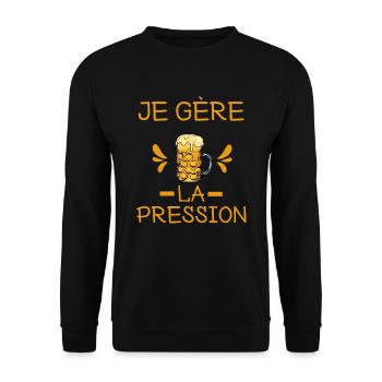 Je gère la pression - Cadeau humour - Sweat-shirt Unisexe - noir - Devant - Alina (178cm) & Michal (187cm)