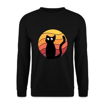 Katze Kater Retro Cat Cats - Unisex Sweatshirt - black - Front - Alina (178cm) & Michal (187cm)
