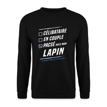 Pacsé avec mon lapin - Sweat-shirt Unisexe - noir - Devant - Alina (178cm) & Michal (187cm)