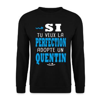 Si tu veux la perfection adopte un Quentin Cadeaux - Sweat-shirt Unisexe - noir - Devant - Alina (178cm) & Michal (187cm)