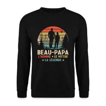 Beau-papa L'homme Le Mythe La Légende Cadeau - Sweat-shirt Unisexe - noir - Devant - Alina (178cm) & Michal (187cm)