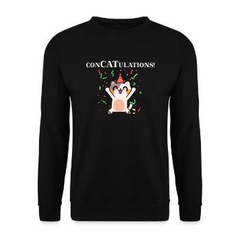 Chat mignon Félicitations Cadeau Idée Fête - Sweat-shirt Unisexe - noir - Devant - Alina (178cm) & Michal (187cm)