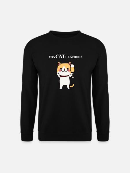 Cat gratulerer søt champagneglass morsom gaveide - Genser unisex - svart
