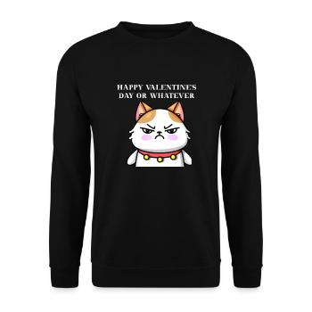 Chat agacé Idée cadeau Saint-Valentin Drôle - Sweat-shirt Unisexe - noir - Devant - Alina (178cm) & Michal (187cm)