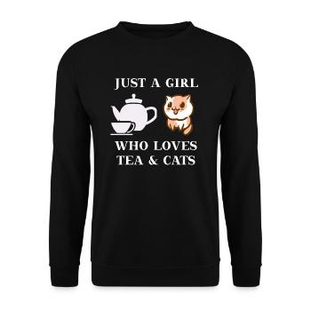 Tee Katze Geschenkidee süß niedlich - Unisex Pullover - Schwarz - Vorne - Alina (178cm) & Michal (187cm)