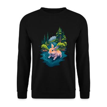 Beautiful illustration of a rabbit - Unisex Sweatshirt - black - Front - Alina (178cm) & Michal (187cm)