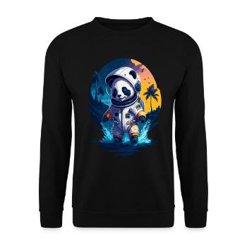 Niedlicher Panda-Astronaut - Unisex Pullover - Schwarz - Vorne - Alina (178cm) & Michal (187cm)