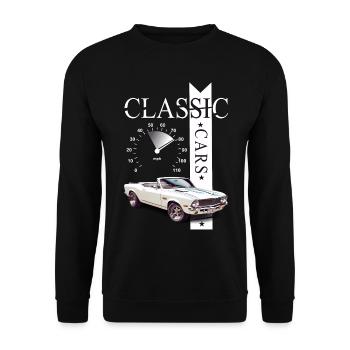 Classic Car - Unisex Pullover - Schwarz - Vorne - Alina (178cm) & Michal (187cm)