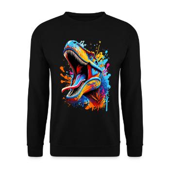 T-Rex Colorful - Tyrannosaurus Rex Dinosaur - Unisex Sweatshirt - black - Front - Alina (178cm) & Michal (187cm)