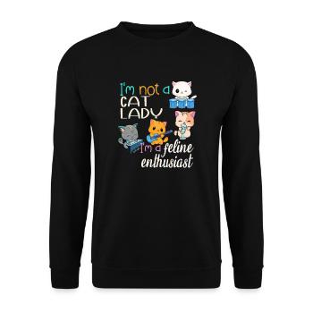 I'm not a Cat Lady I'm a Feline Enthusiast - Unisex Sweatshirt - black - Front - Alina (178cm) & Michal (187cm)