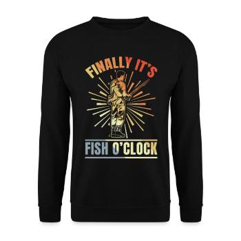 Finally It's Fish Clock - Unisex Sweatshirt - black - Front - Alina (178cm) & Michal (187cm)