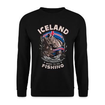 ICELAND - born to go - FISHING - Unisex Sweatshirt - black - Front - Alina (178cm) & Michal (187cm)