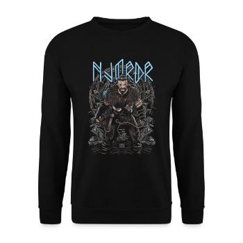 Njörðr - Norse god of the sea and wealth - Unisex Sweatshirt - black - Front - Alina (178cm) & Michal (187cm)