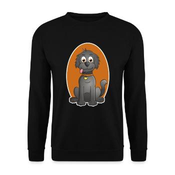 Illustration joyeuse d’un chien dans le style de dessin animé - Sweat-shirt Unisexe - noir - Devant - Alina (178cm) & Michal (187cm)