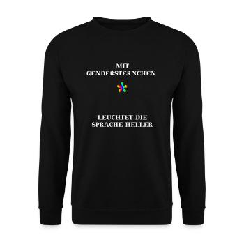 Mit Gendersternchen leuchtet die Sprache heller - Unisex Pullover - Schwarz - Vorne - Alina (178cm) & Michal (187cm)