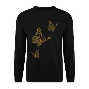 Papillons en filigrane or d’été - Sweat-shirt Unisexe - noir - Devant - Alina (178cm) & Michal (187cm)
