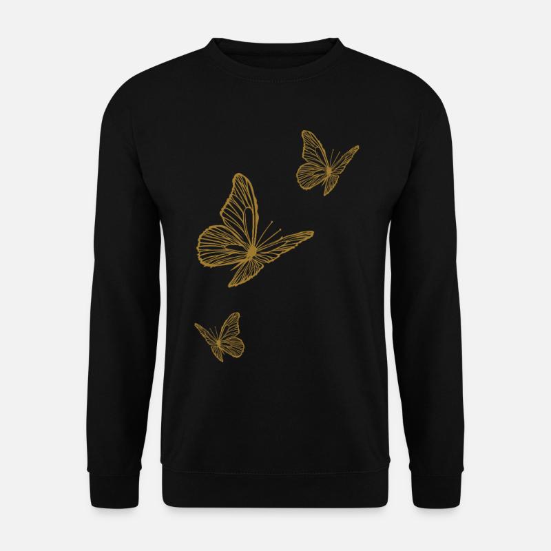 Filigrane Schmetterlinge Sommer gold - Unisex Pullover - Schwarz