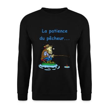 La patience du pêcheur - Sweat-shirt Unisexe - noir - Devant - Alina (178cm) & Michal (187cm)