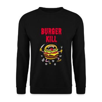 Wenn der Burger hungrig ist - Unisex Pullover - Schwarz - Vorne - Alina (178cm) & Michal (187cm)