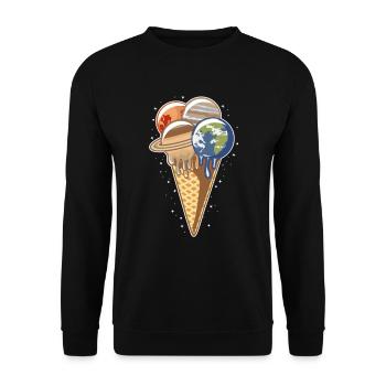 "Frozen Galaxy Treat - Cônes Terre et Planète - Sweat-shirt Unisexe - noir - Devant - Alina (178cm) & Michal (187cm)